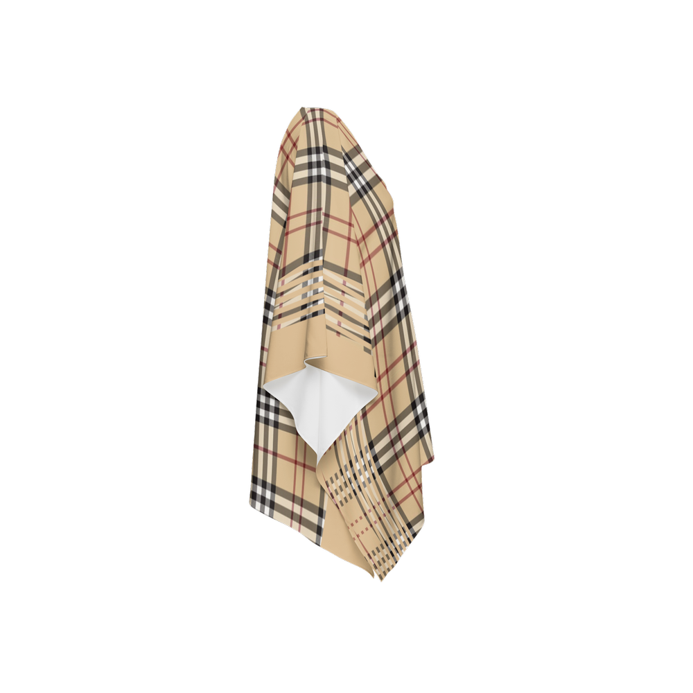 Tan Plaid Women's Recycled Purple Wrap Coverup
