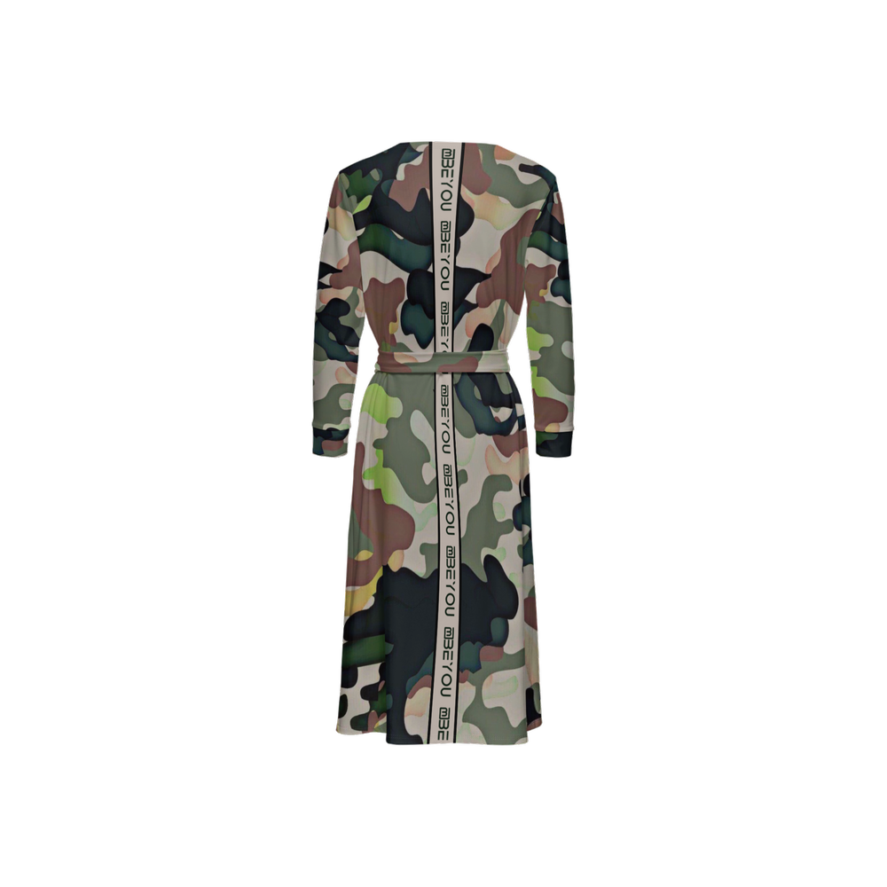 Be-Camo Women's Green Camouflage Wrap Dress