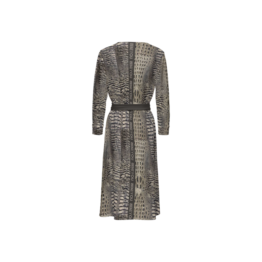 Be-Lux Women’s Faux Crocodile Recycled Grey Wrap Dress