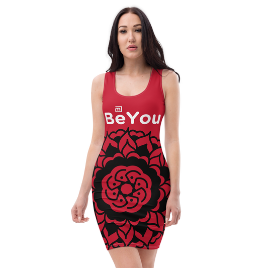 Red Flower Blossom Bodycon Dress