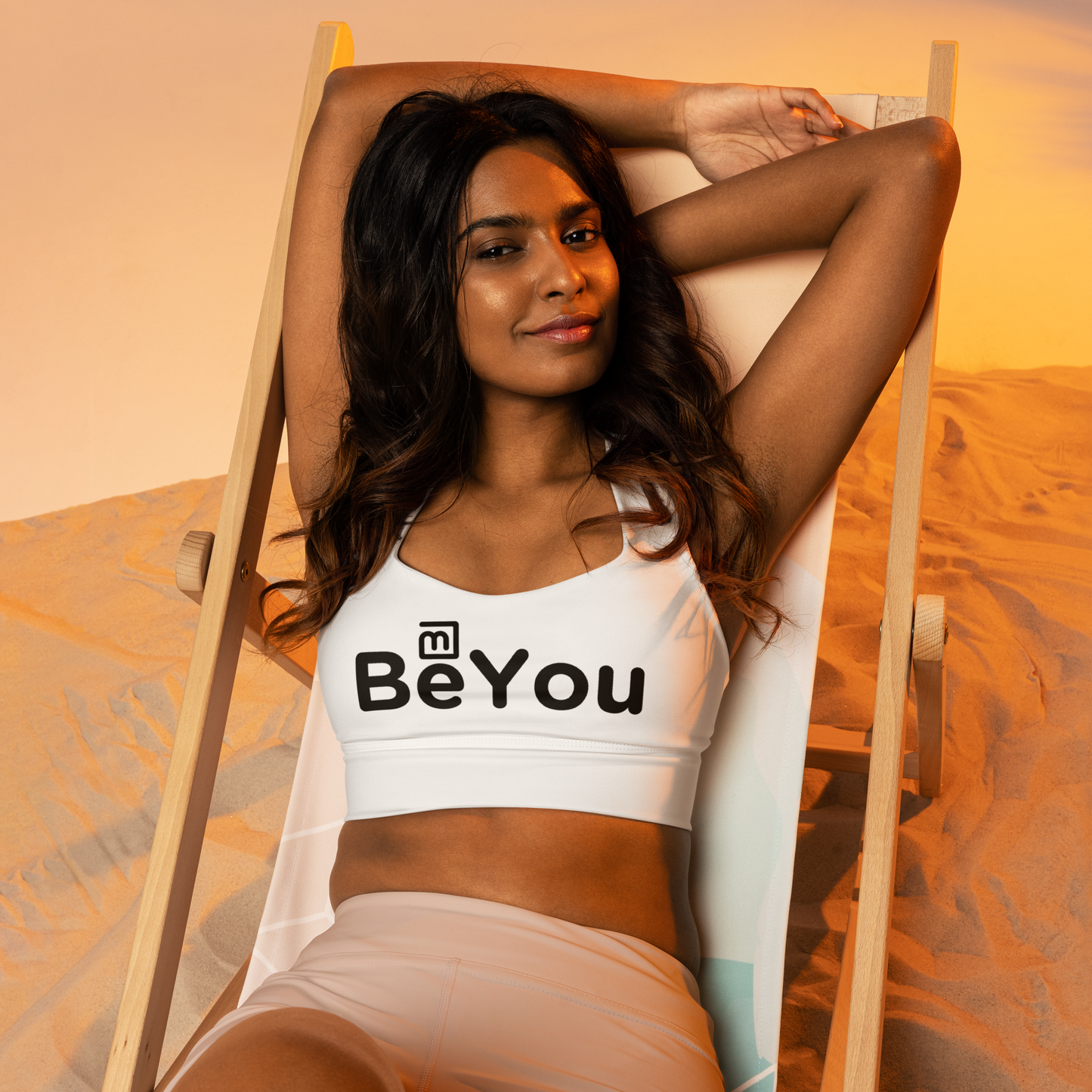 White Longline sports bra