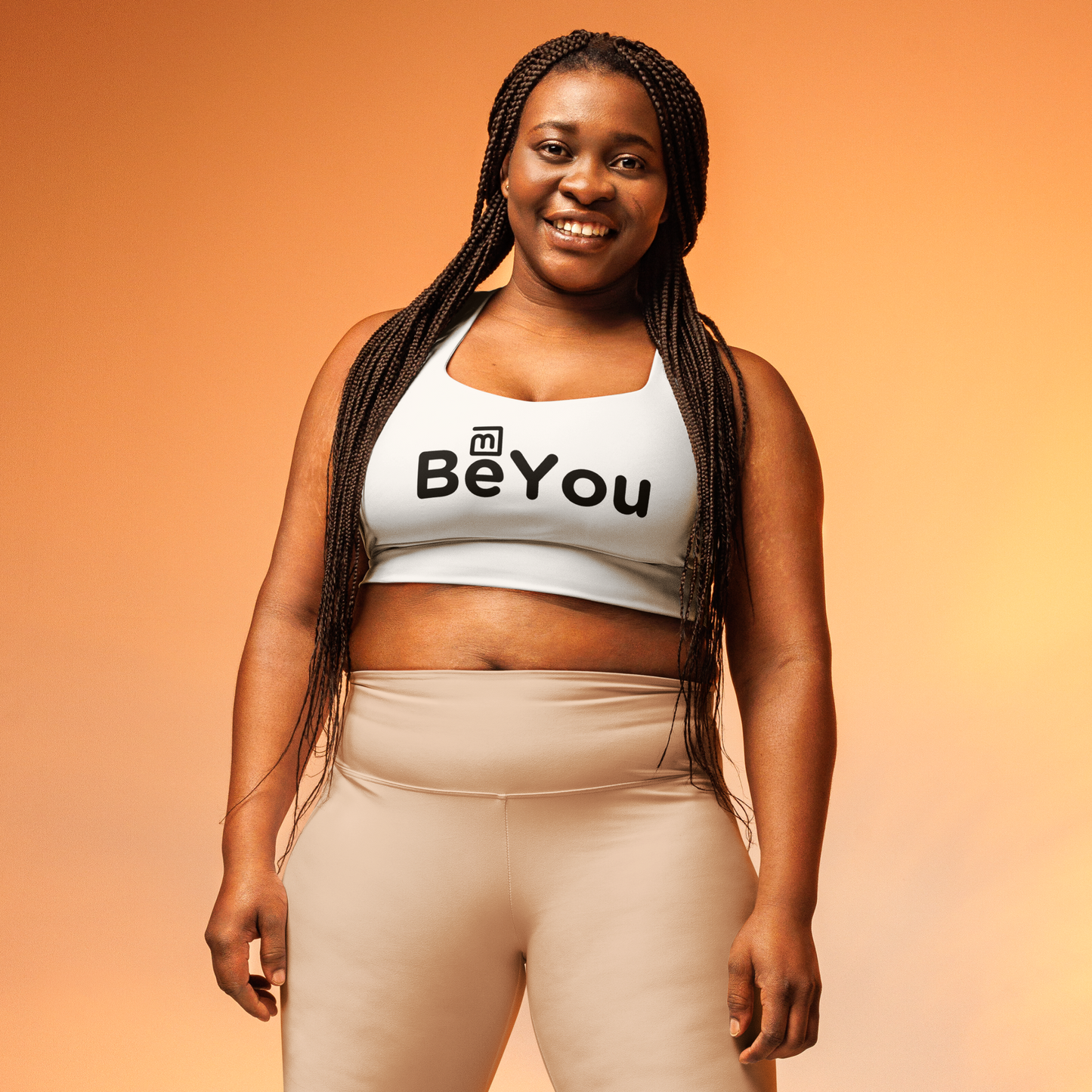 White Longline sports bra