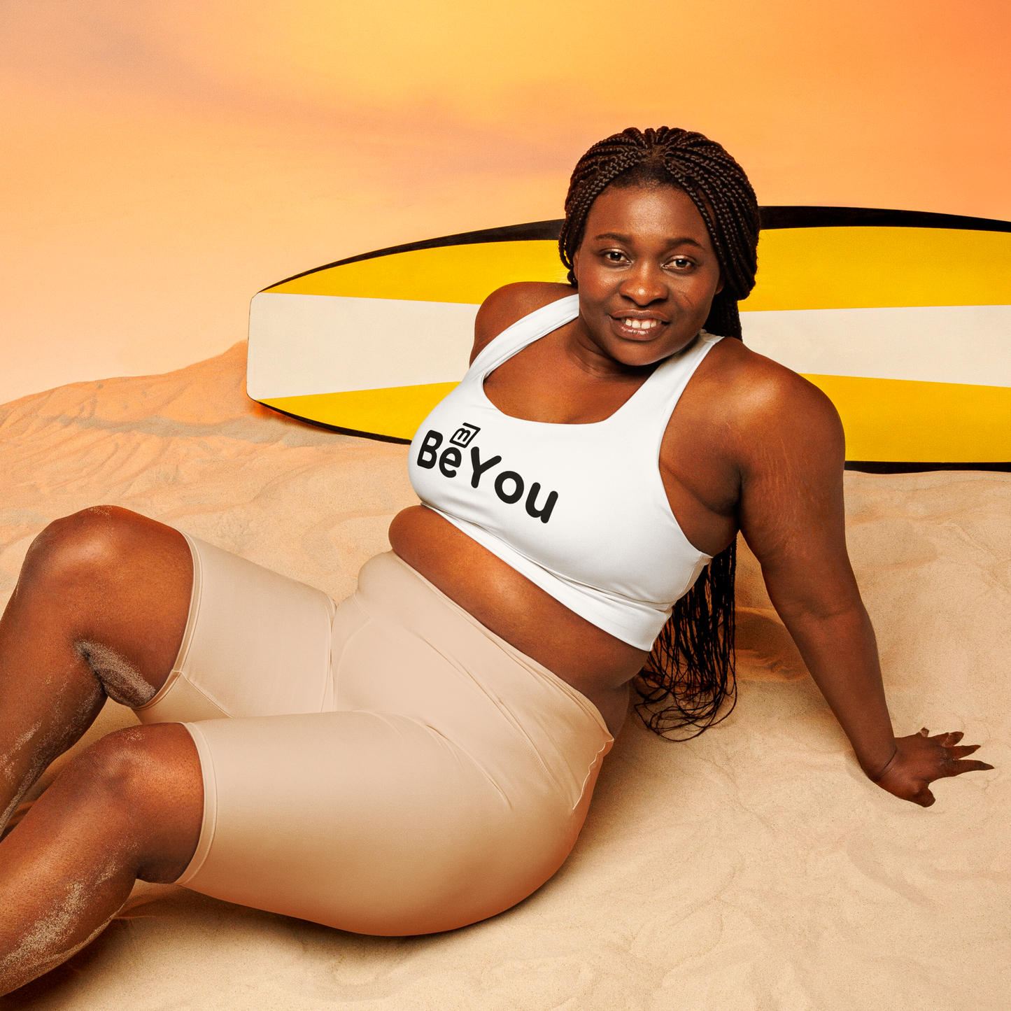 White Longline sports bra