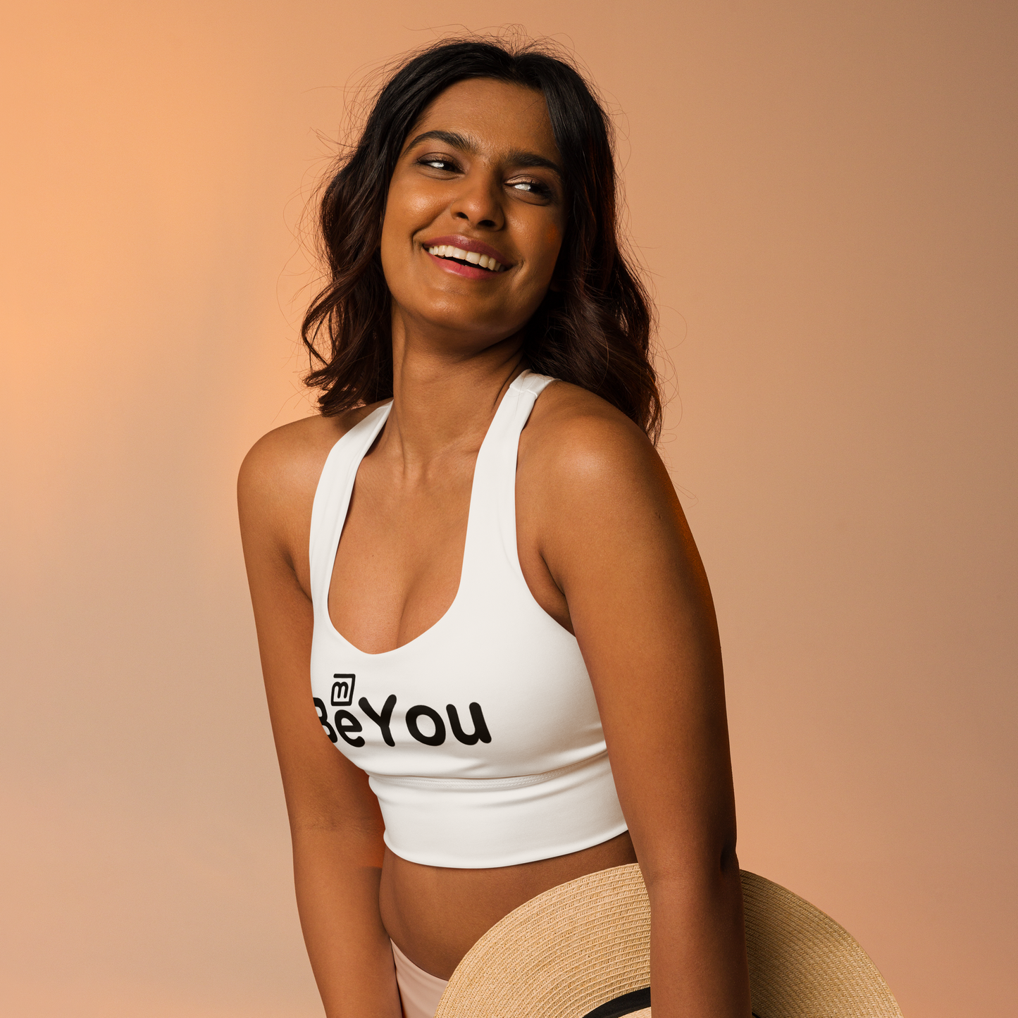 White Longline sports bra