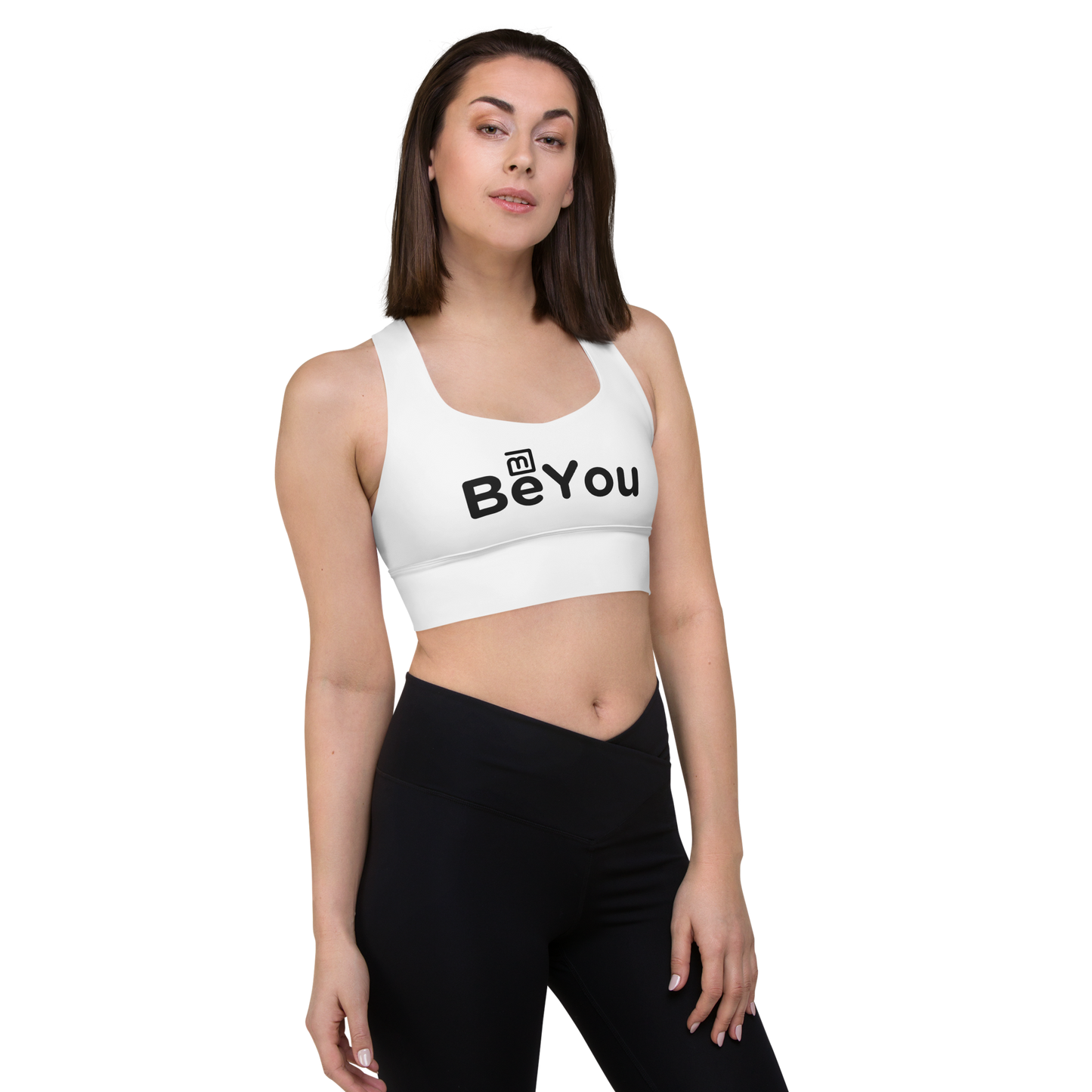 White Longline sports bra