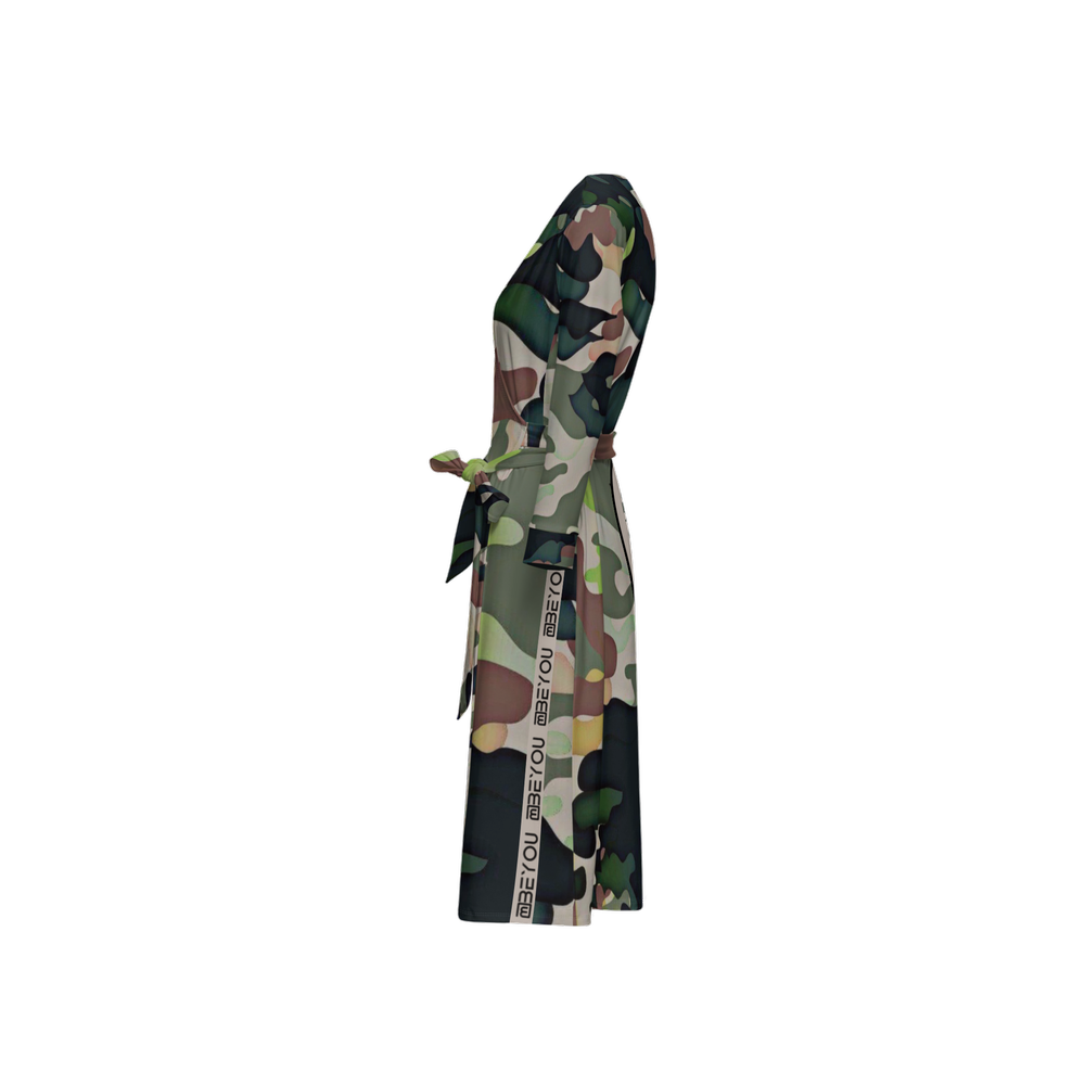 Be-Camo Women's Green Camouflage Wrap Dress