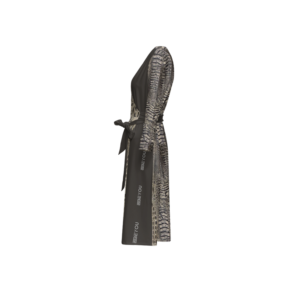 Be-Lux Women’s Faux Crocodile Recycled Grey Wrap Dress