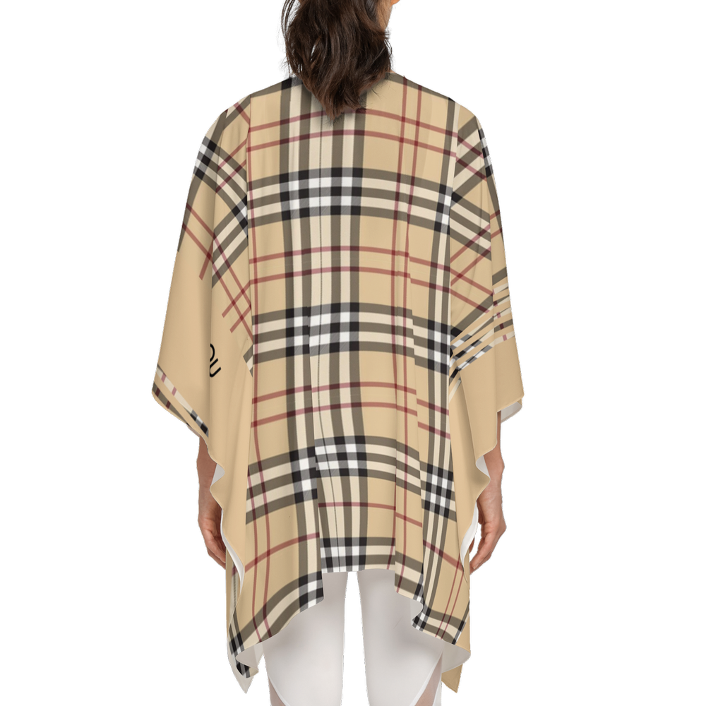 Tan Plaid Women's Recycled Purple Wrap Coverup