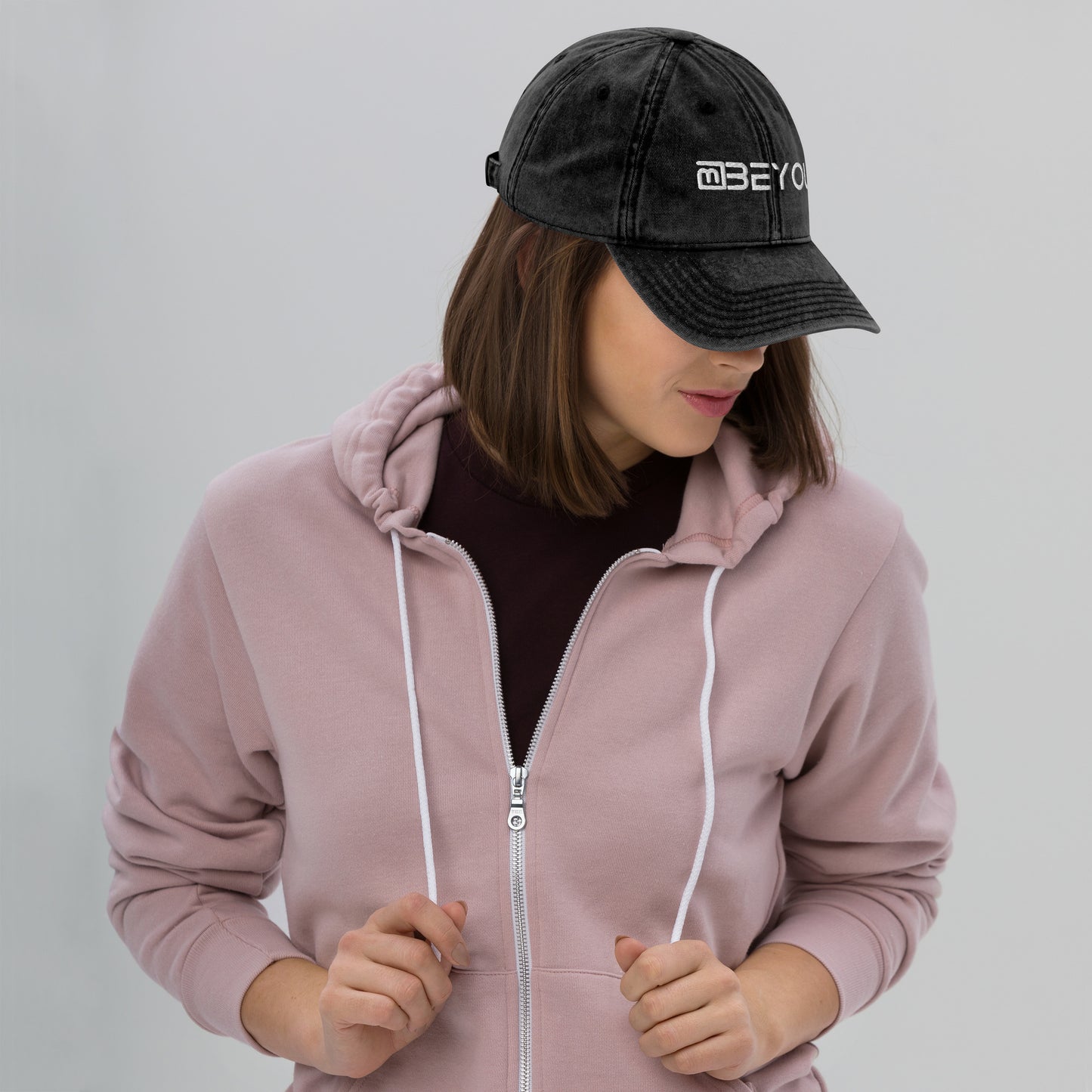 Vintage Denim Washed 3D Puff BeYou Unisex Cap