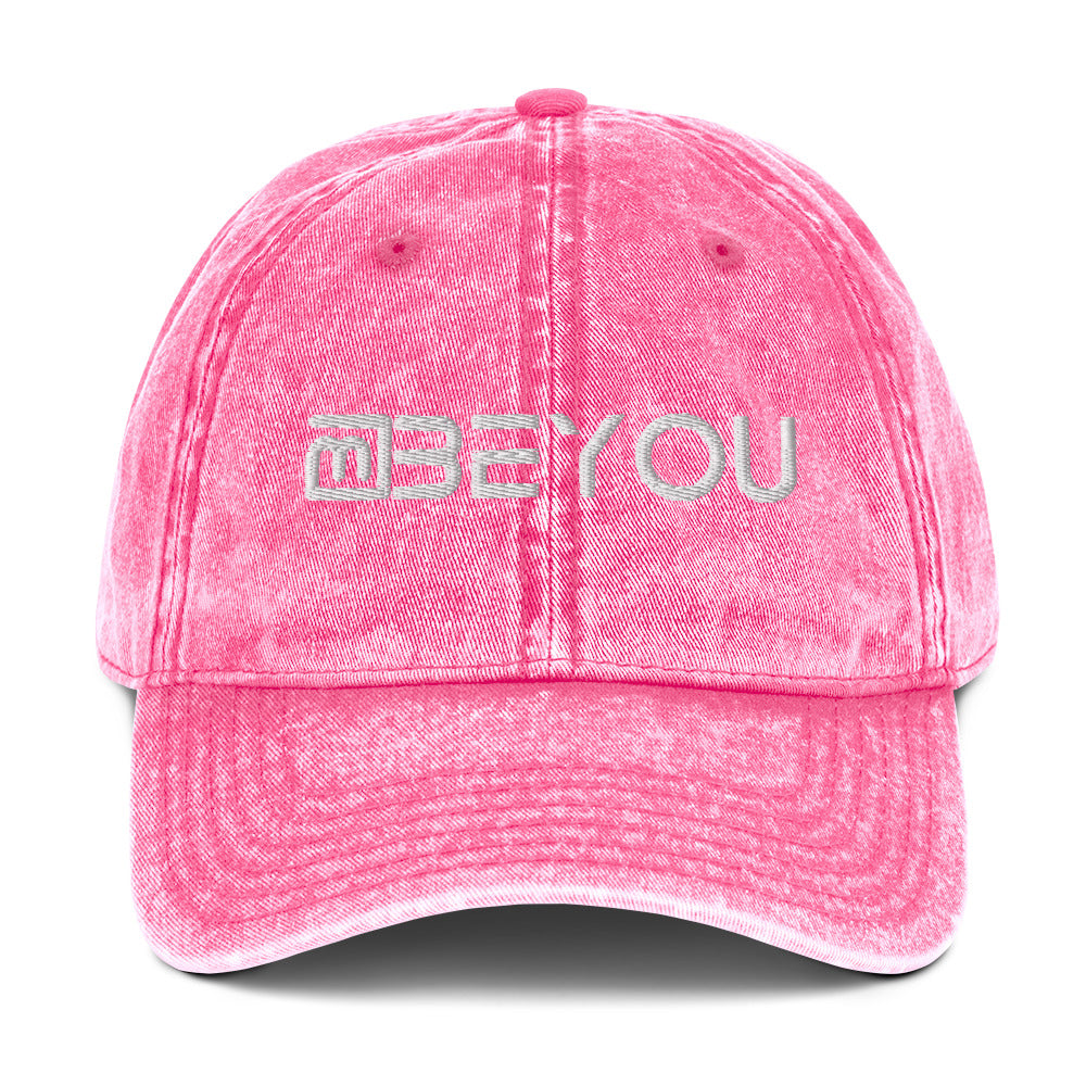 Vintage Denim Washed 3D Puff BeYou Unisex Cap