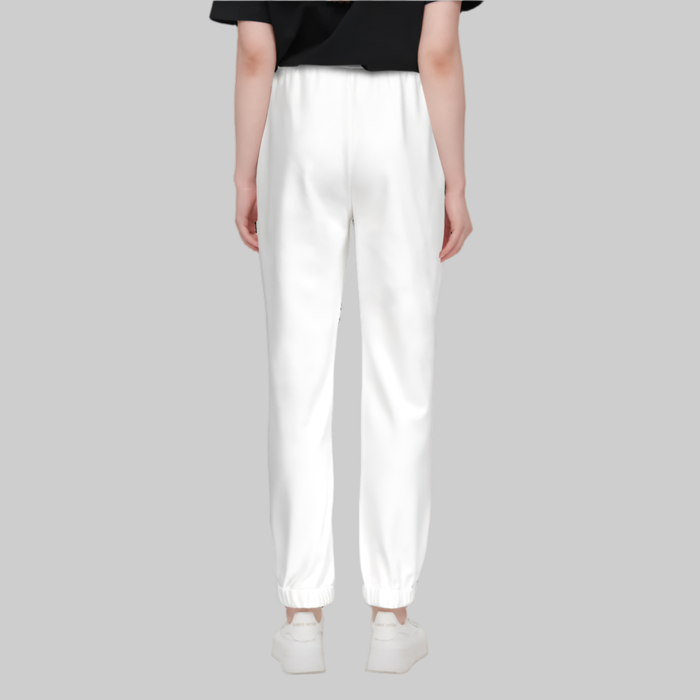 White Vertical Casual Fit Jogging Sustainable Pants