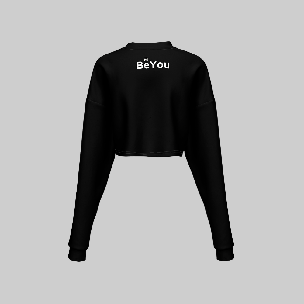 Black Lightening Cropped Crewneck Eco-Friendly Sweatshirt
