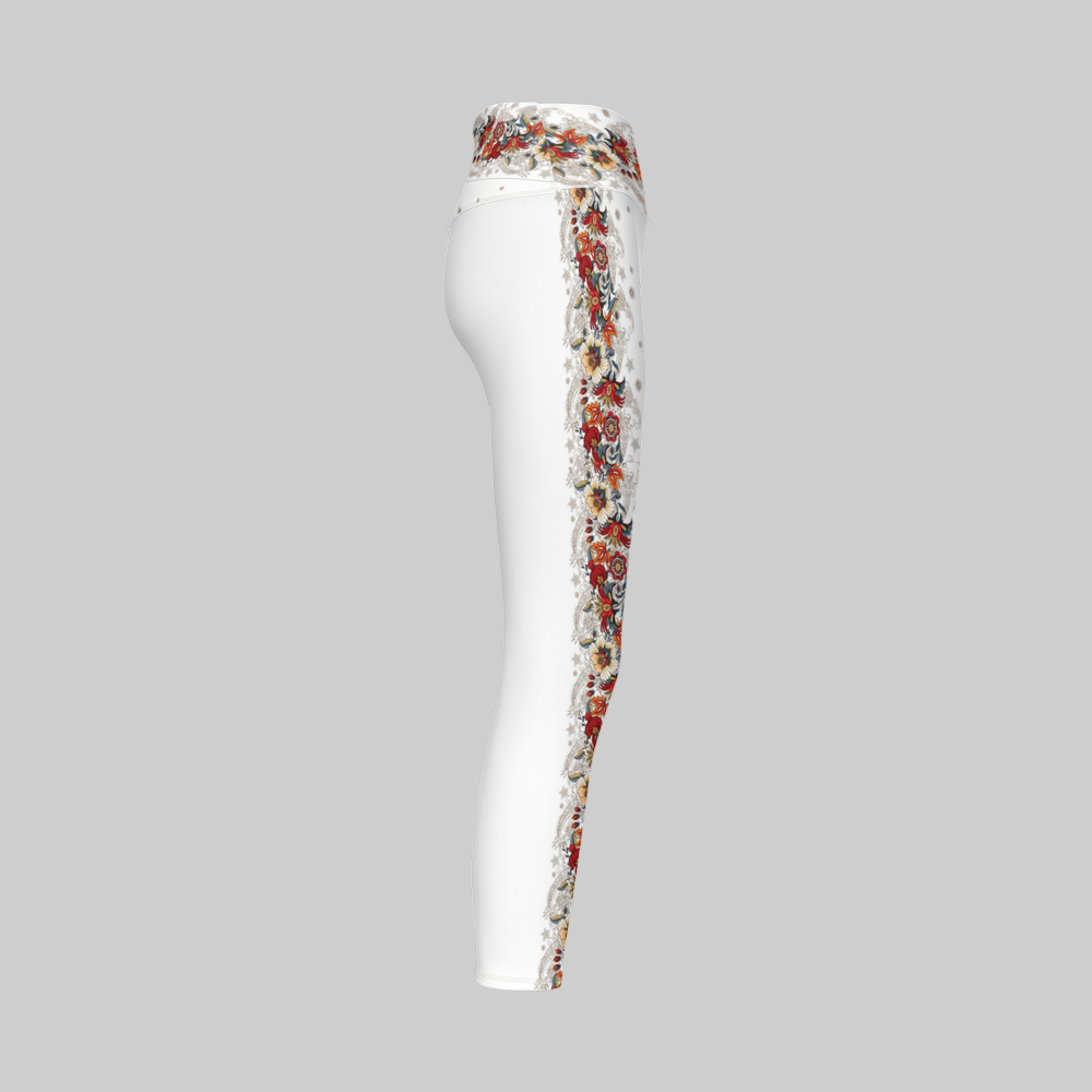 Tropical Sunset Flowers Full-Length Sustainable Leggings