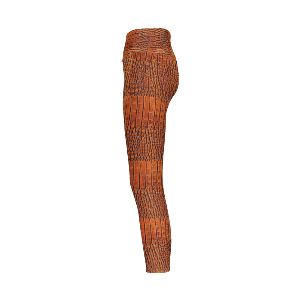 Burnt Orange Crocodile Women’s High-Rise Sustainable Leggings