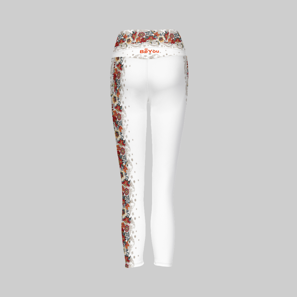 Tropical Sunset Flowers Full-Length Sustainable Leggings