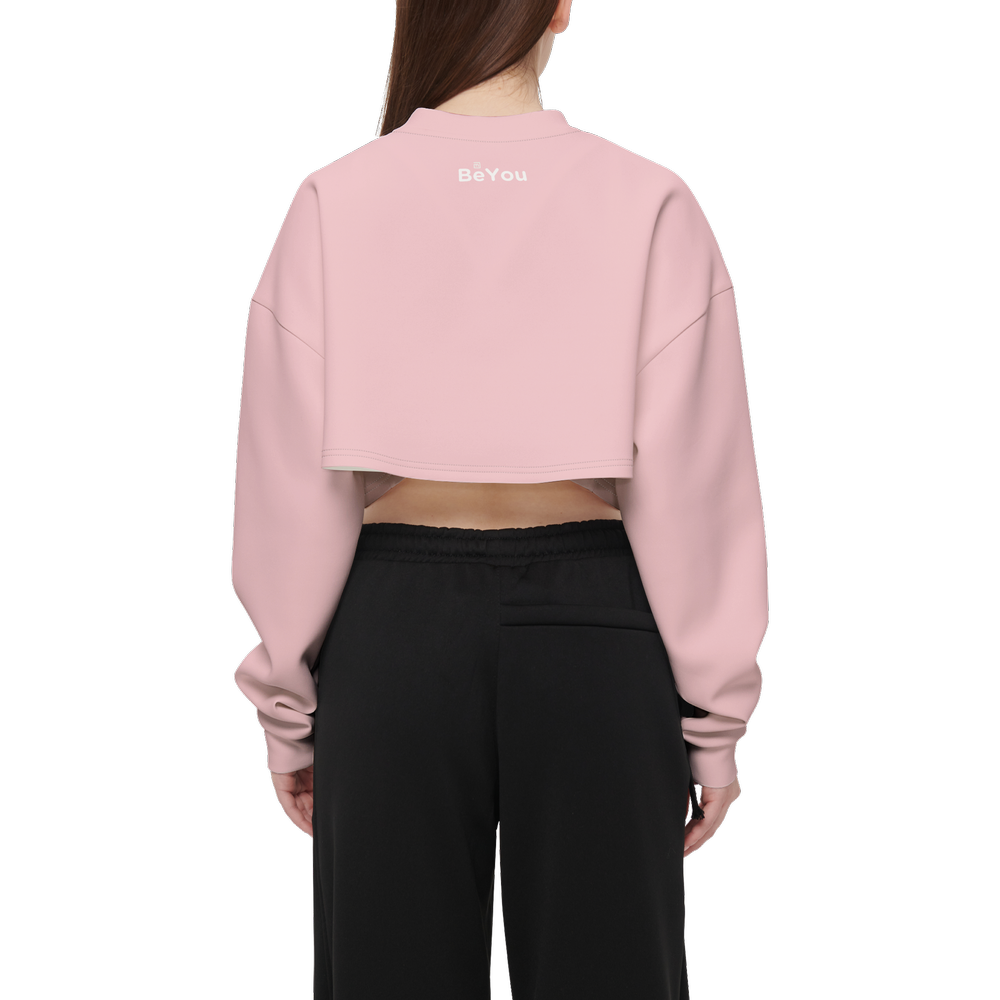 Powder Pink Mix Cropped BeYou Crewneck Eco-Friendly Sweatshirt