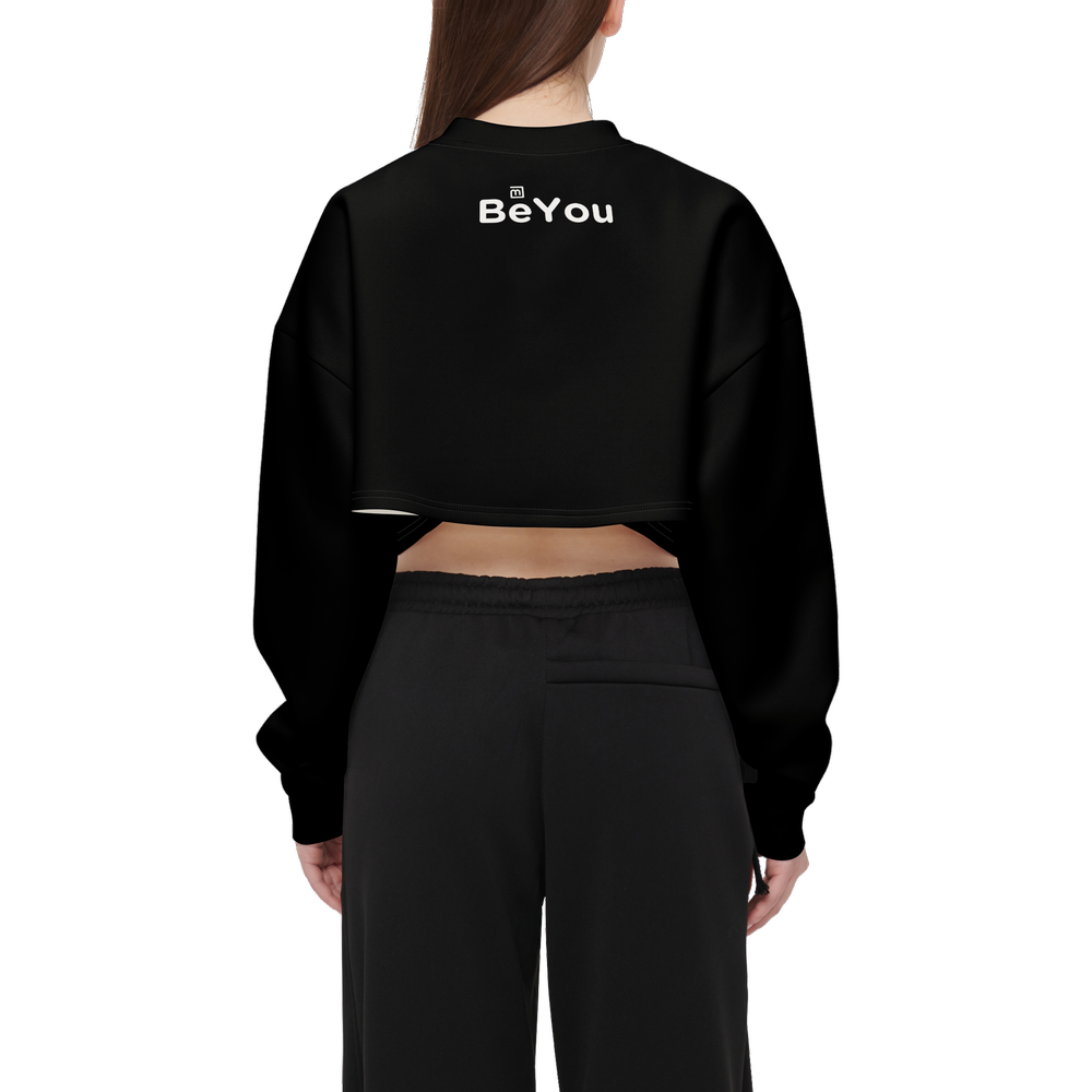 Black Lightening Cropped Crewneck Eco-Friendly Sweatshirt