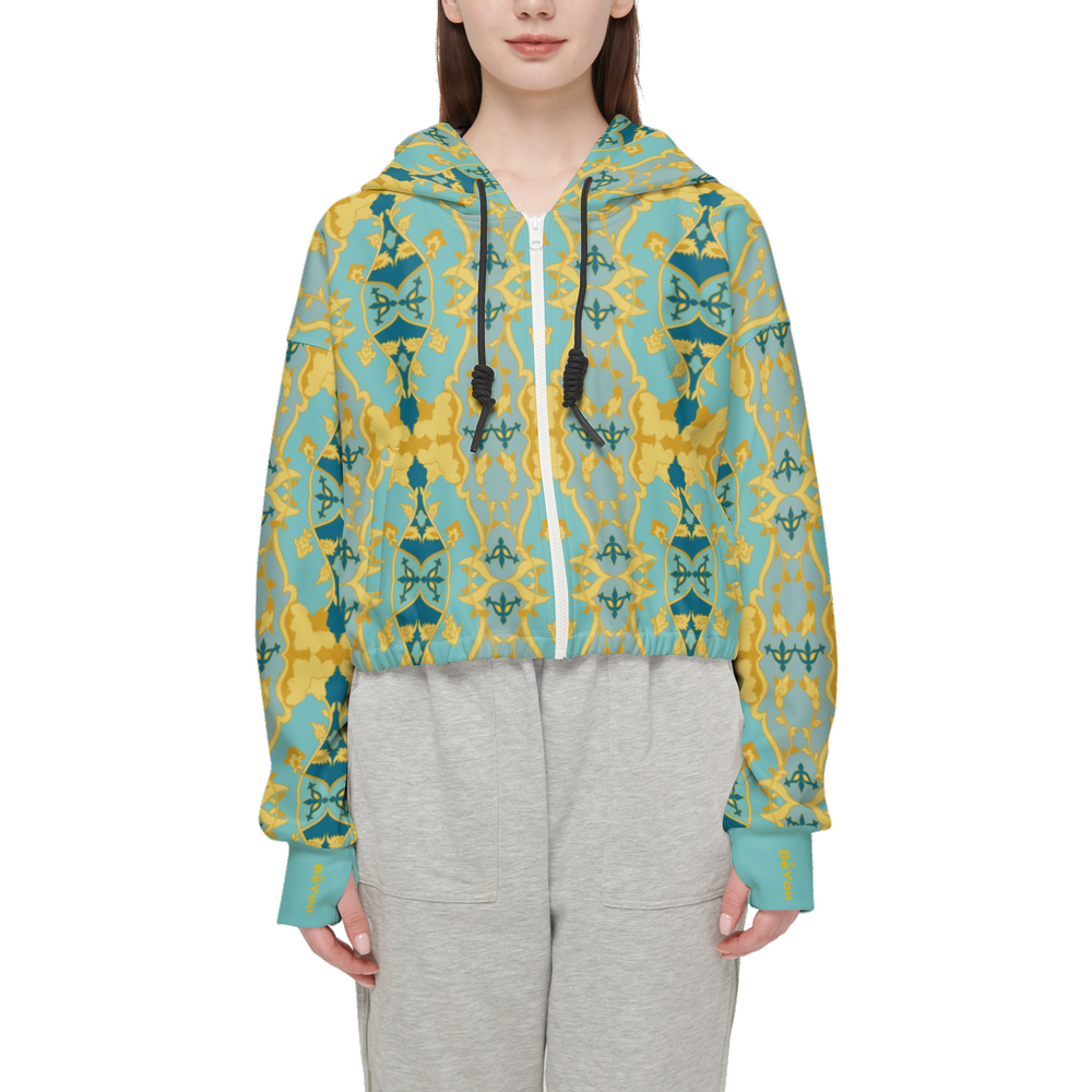 Sunburst Women Cropped Full-Zip Sustainable Hoodie