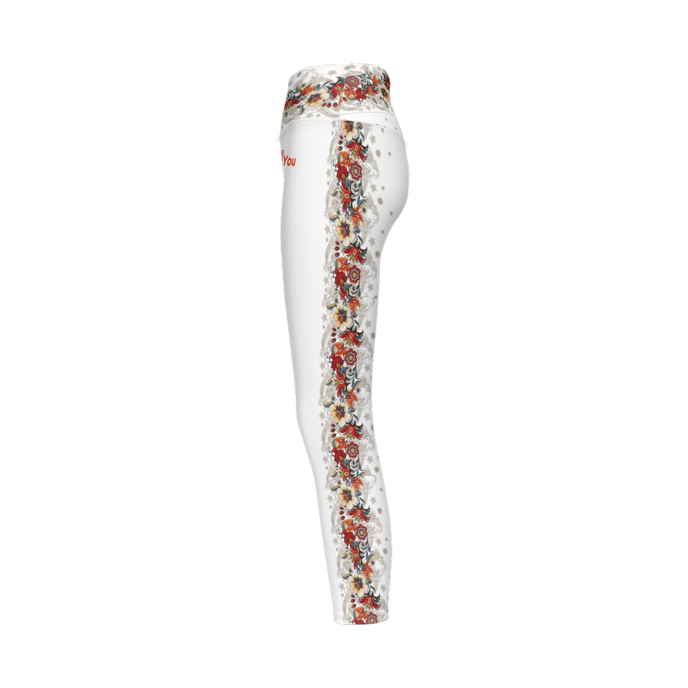 Tropical Sunset Flowers Full-Length Sustainable Leggings