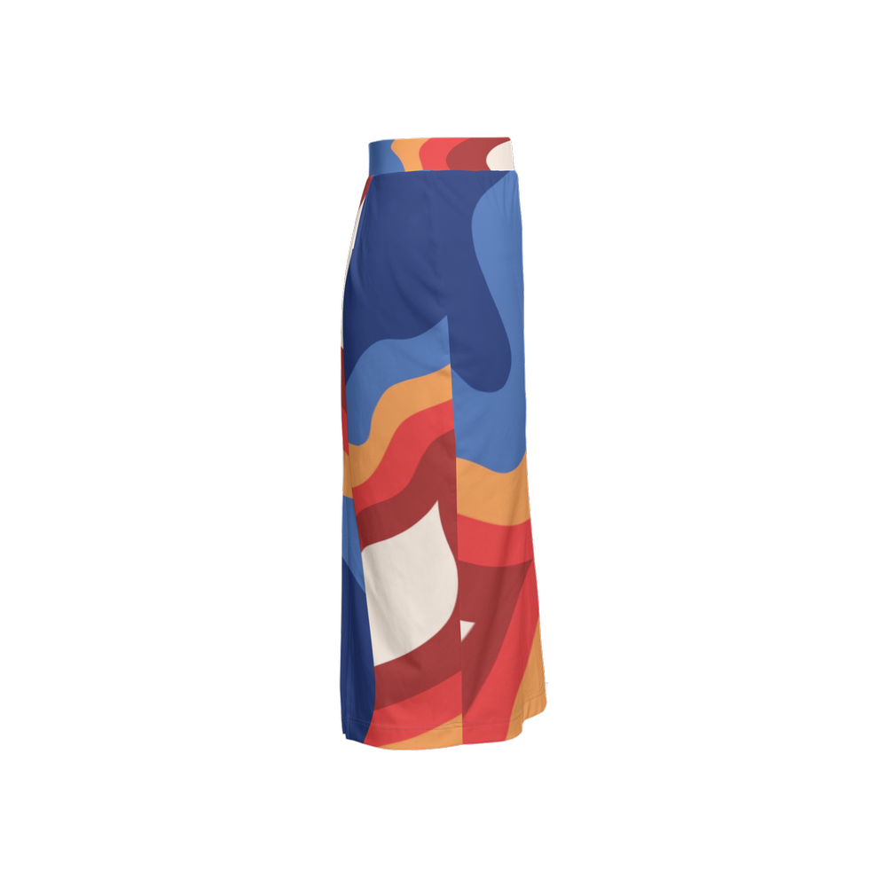 Geometric Puzzle Women’s Back Split Sustainable Pencil Skirt Knit