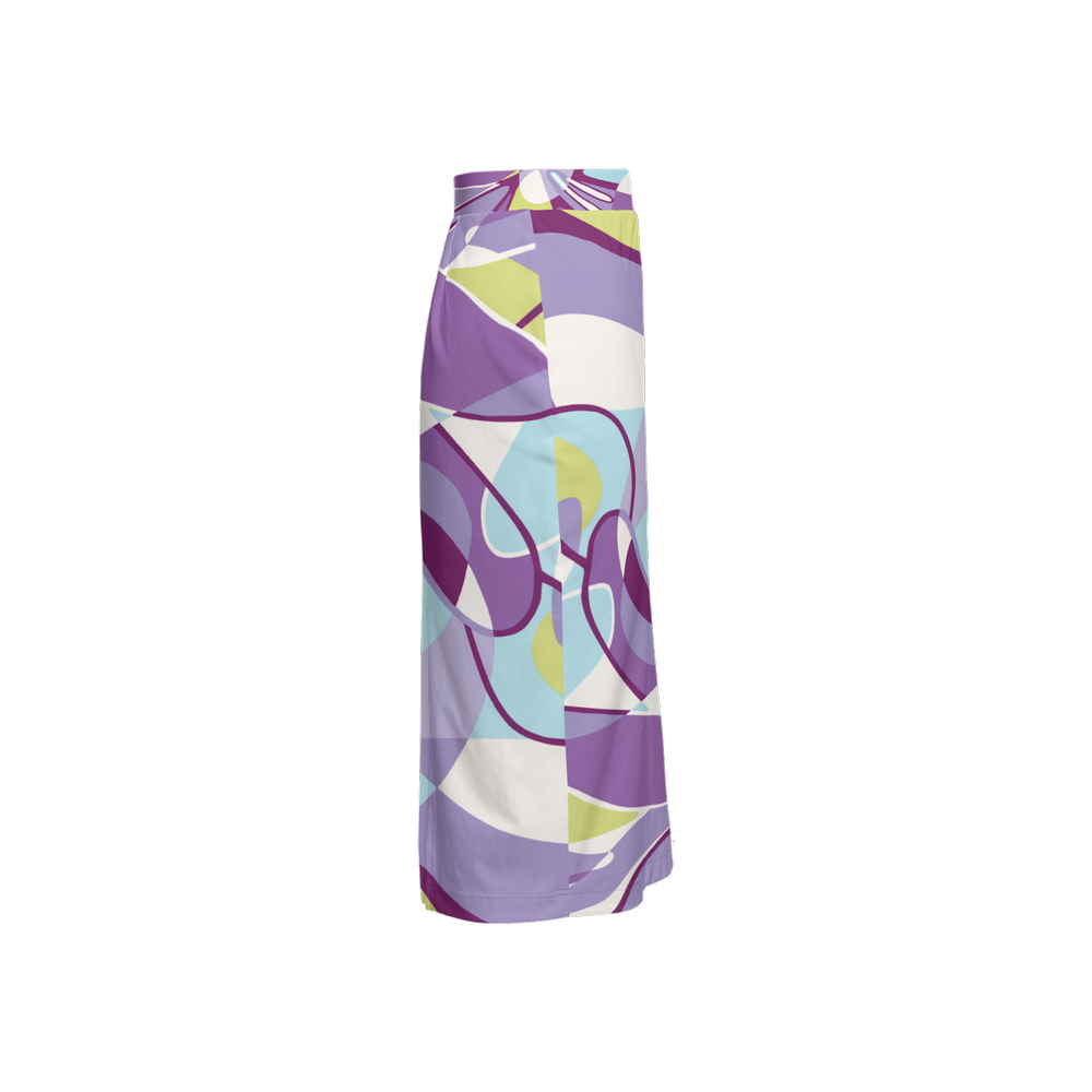 Purple Pastel Motion Women’s Back Split Sustainable Pencil Skirt Knit