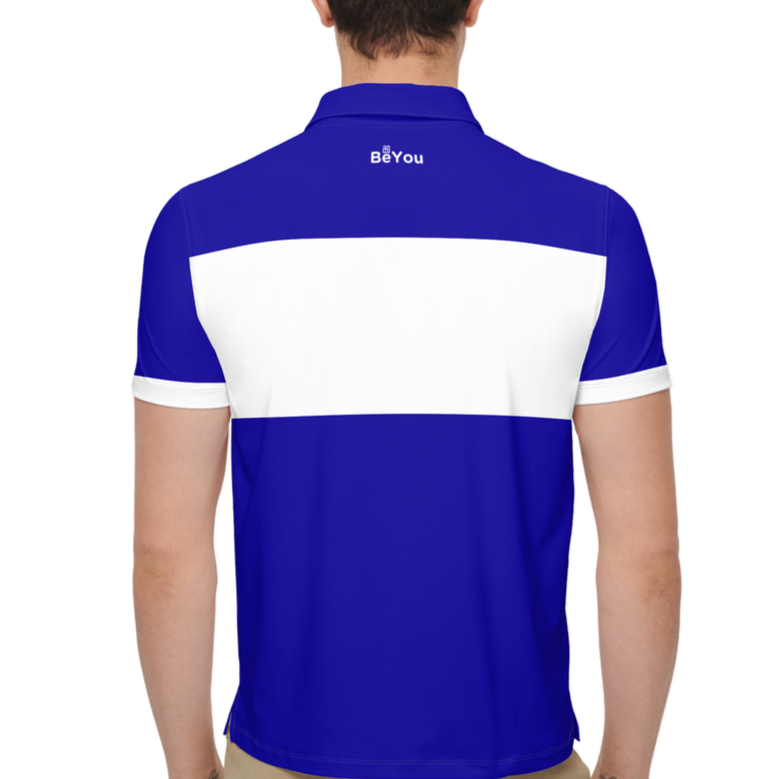 Blue & White Men’s Slim Fit Short-Sleeve Sustainable Polo Shirt