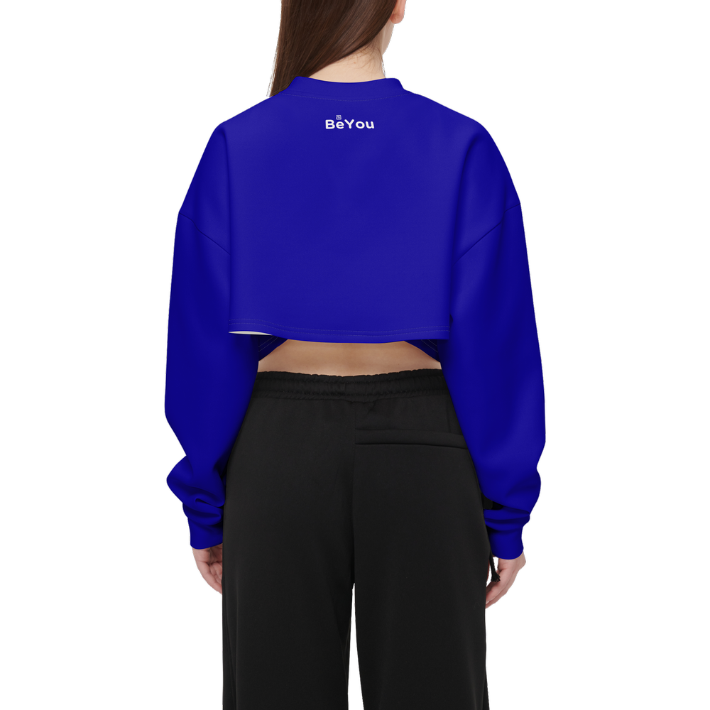 BeYou Blue Mix Cropped Sustainable Crewneck Sweatshirt