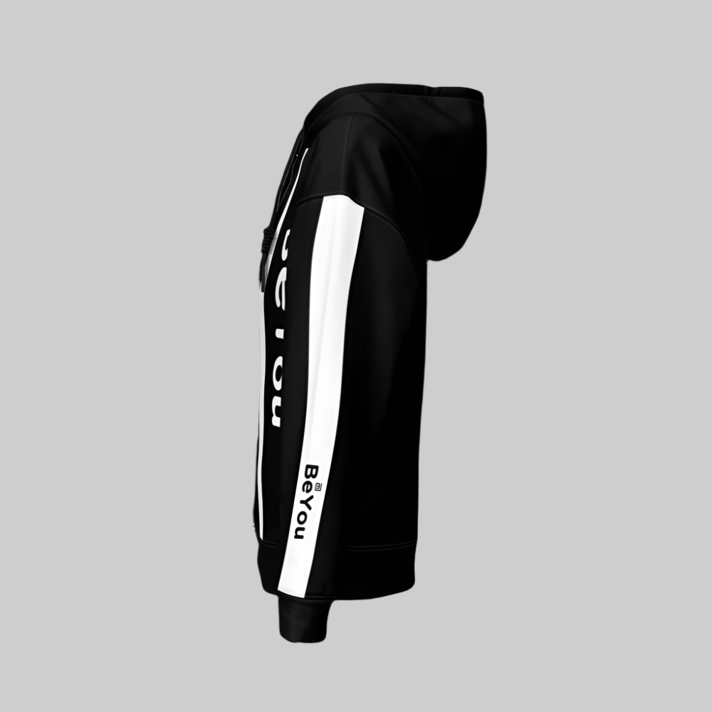 Retro Color Mix Black Relaxed Sustainable Fit Hoodie