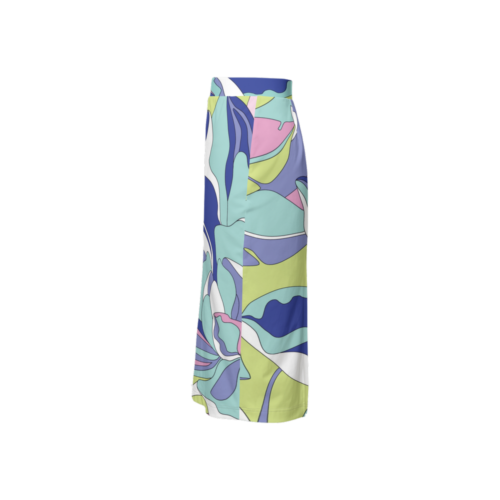 Soft Pastel Motion Women’s Back Split Sustainable Pencil Skirt Knit