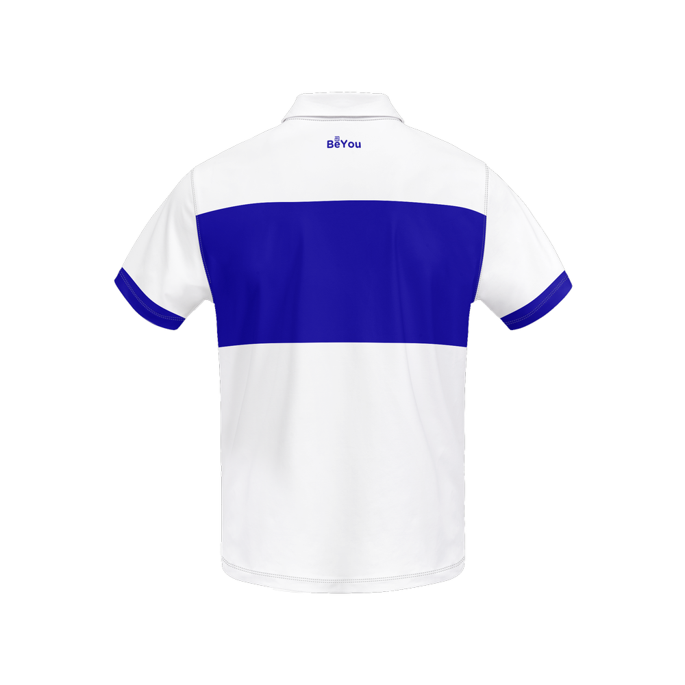 White & Blue Men’s Slim Fit Short-Sleeve Sustainable Polo Shirt