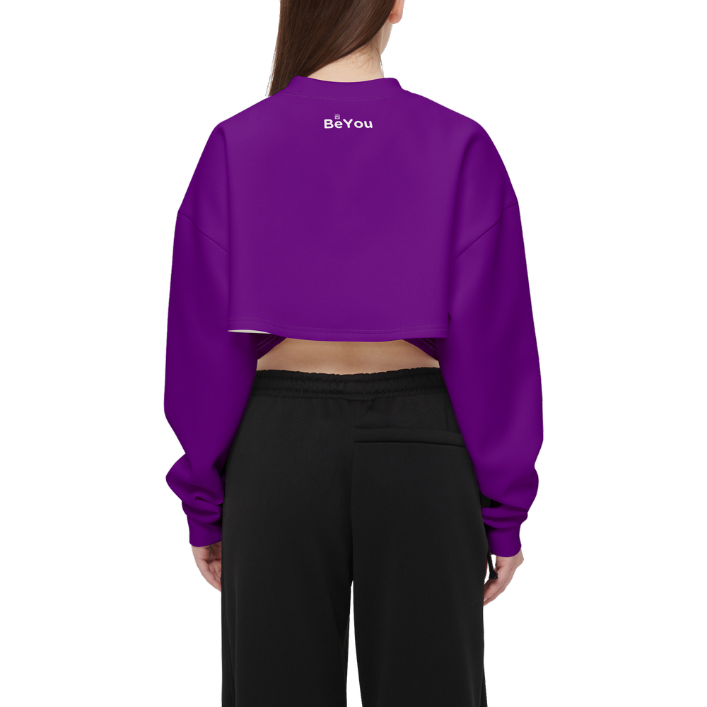 BeYou Purple Mix Cropped Sustainable Crewneck Sweatshirt
