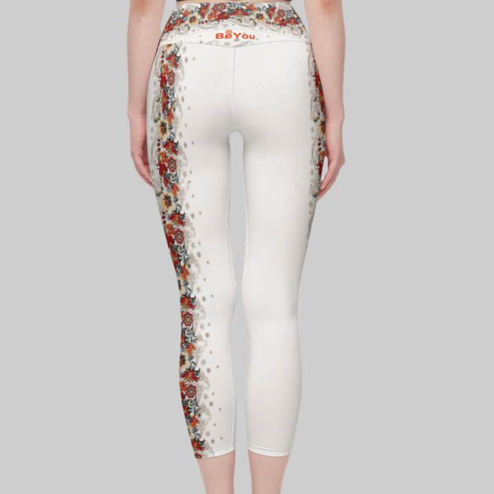 Tropical Sunset Flowers Full-Length Sustainable Leggings