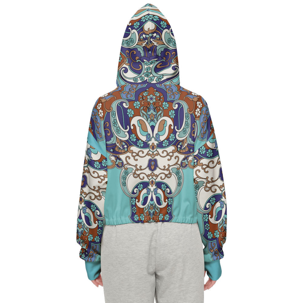 Hazie Vines Cropped Full-Zip Sustainable Hoodie
