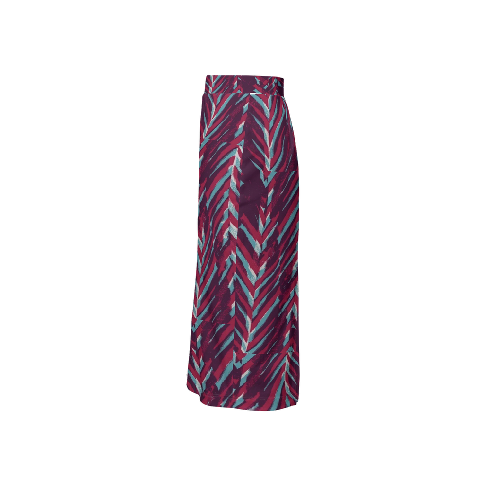 Geometric Splash Women’s Back Split Sustainable Pencil Skirt-Heavy Knit