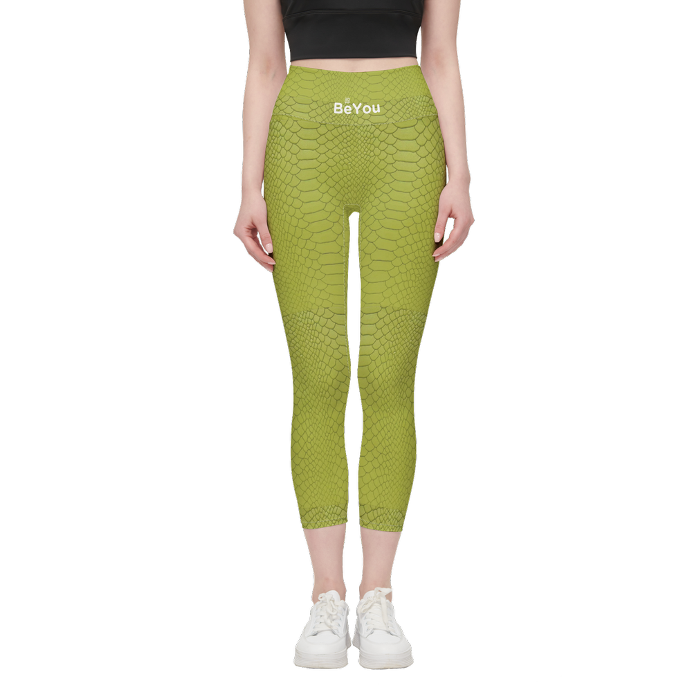 Green Faux Crocodile Women's High-Rise Sustainable Leggings – BeYou  Multiwear Designs LLC