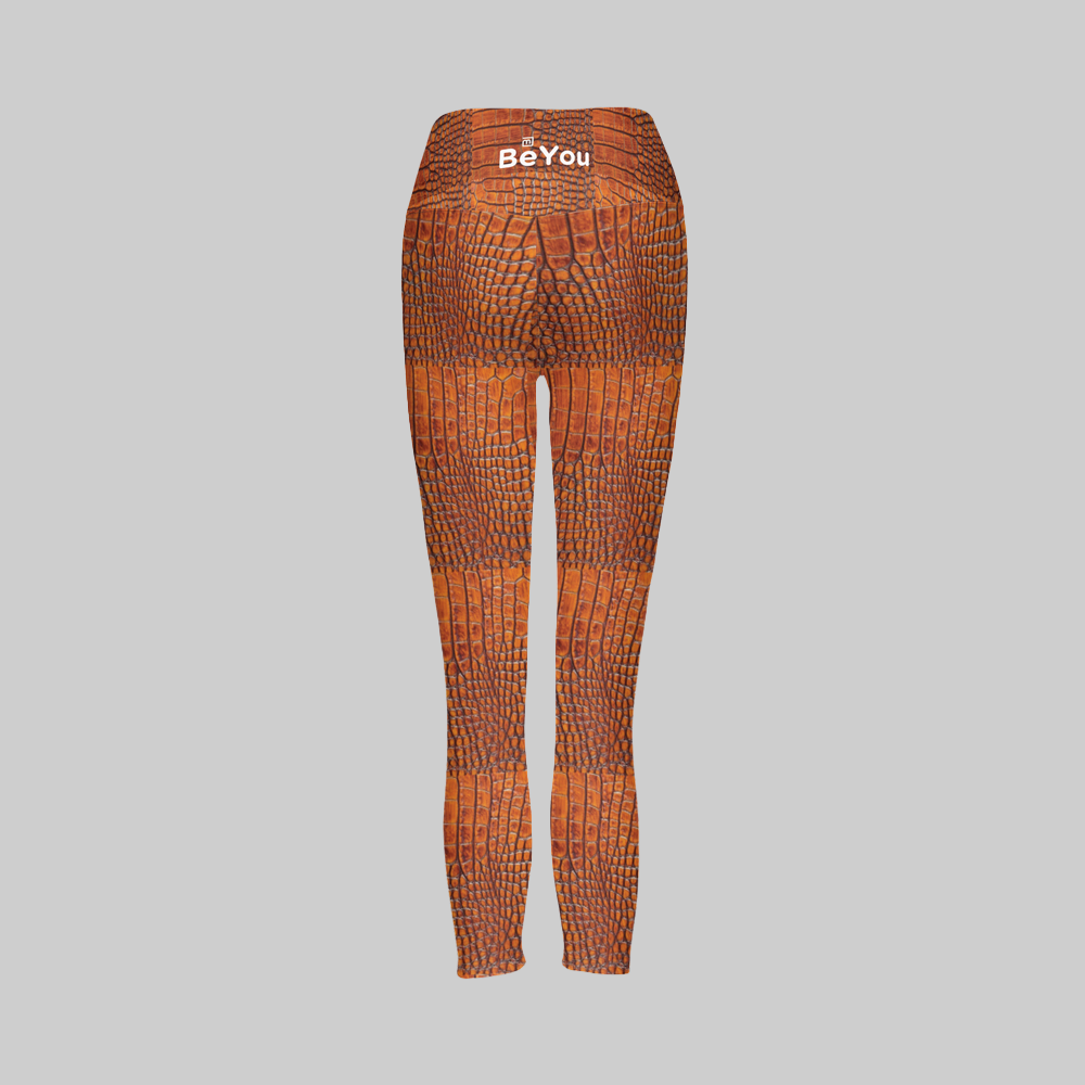 Burnt Orange Crocodile Women’s High-Rise Sustainable Leggings