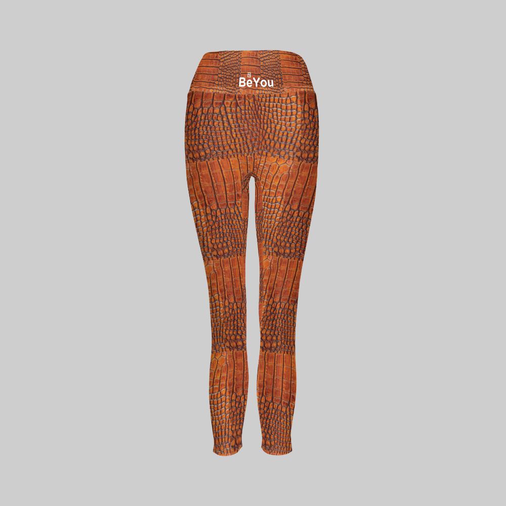 Burnt Orange Crocodile Women’s High-Rise Sustainable Leggings