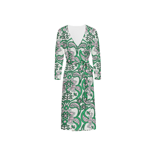 Green Goddess Earth ¾ Sleeve Sustainable Wrap Dress