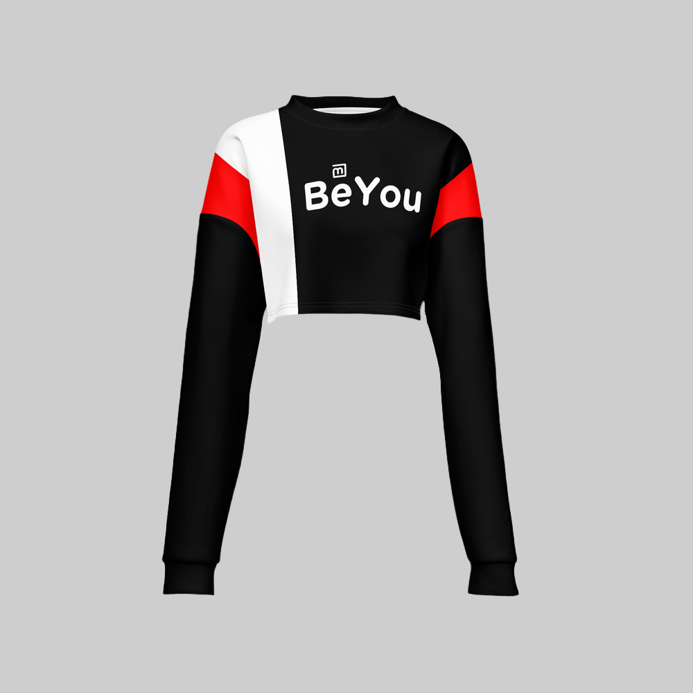 Black Lightening Cropped Crewneck Eco-Friendly Sweatshirt