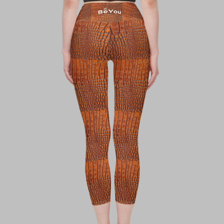 Burnt Orange Crocodile Women’s High-Rise Sustainable Leggings