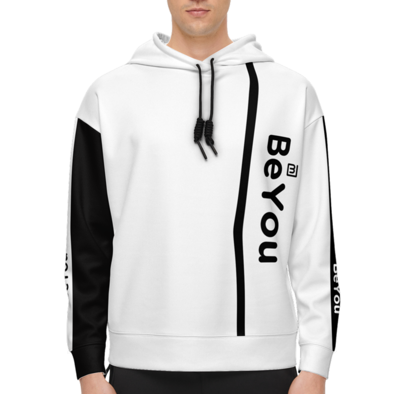 Retro Color Mix White Relaxed Sustainable Fit Hoodie