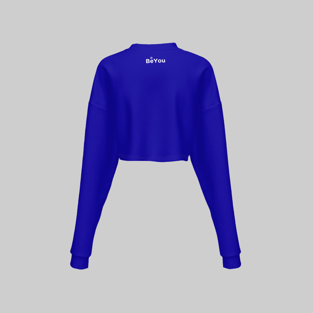 BeYou Blue Mix Cropped Sustainable Crewneck Sweatshirt