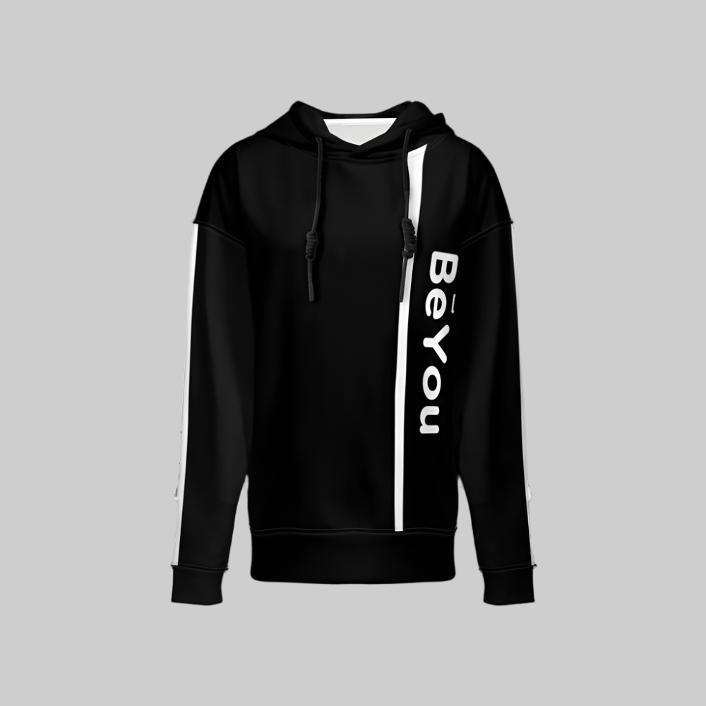 Retro Color Mix Black Relaxed Sustainable Fit Hoodie