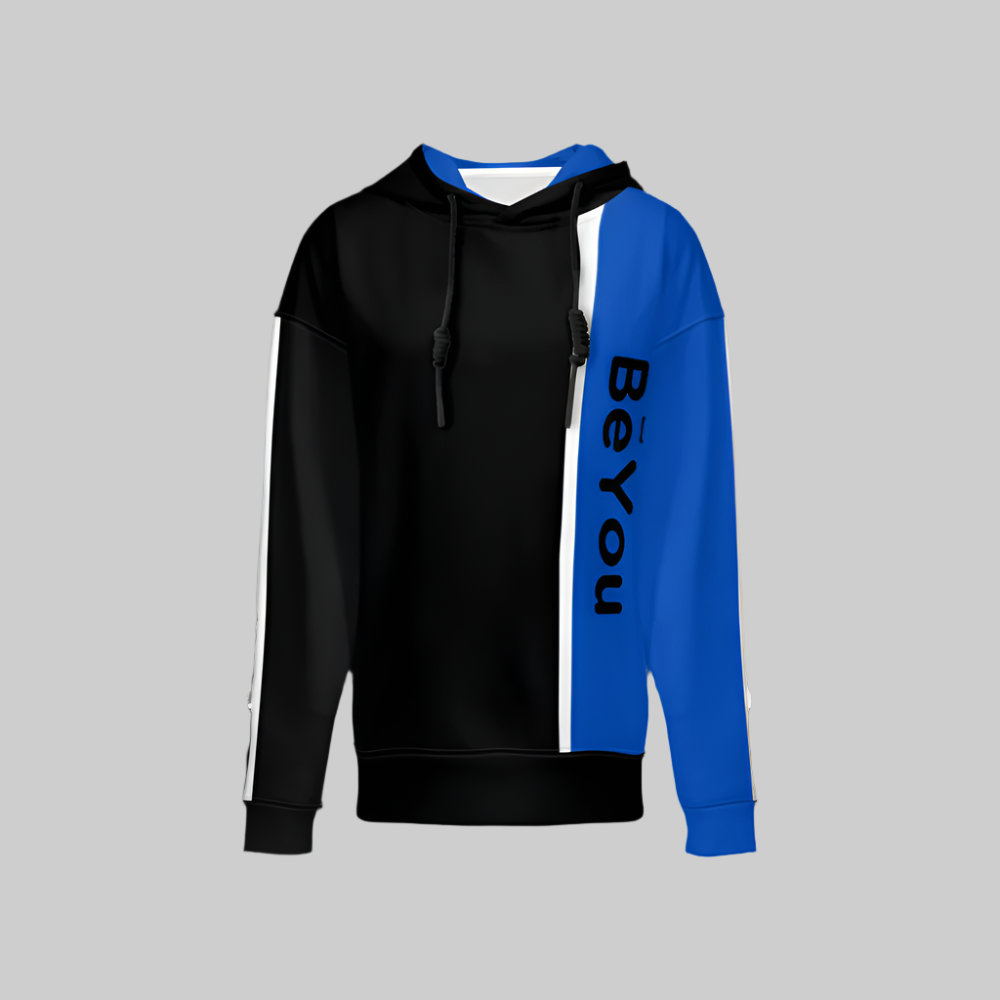 Retro Color Mix Blue Relaxed Sustainable Fit Hoodie