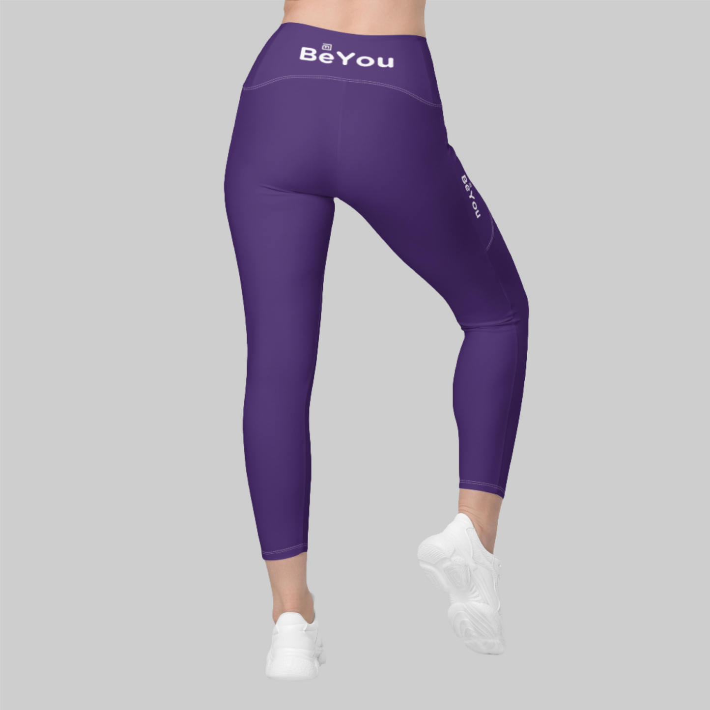 Purple Crossover Leggings with Pockets