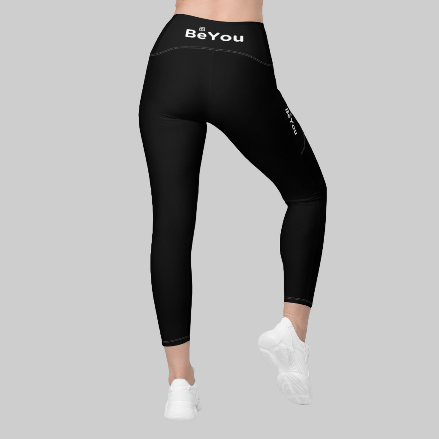 Black Crossover Leggings with Pockets