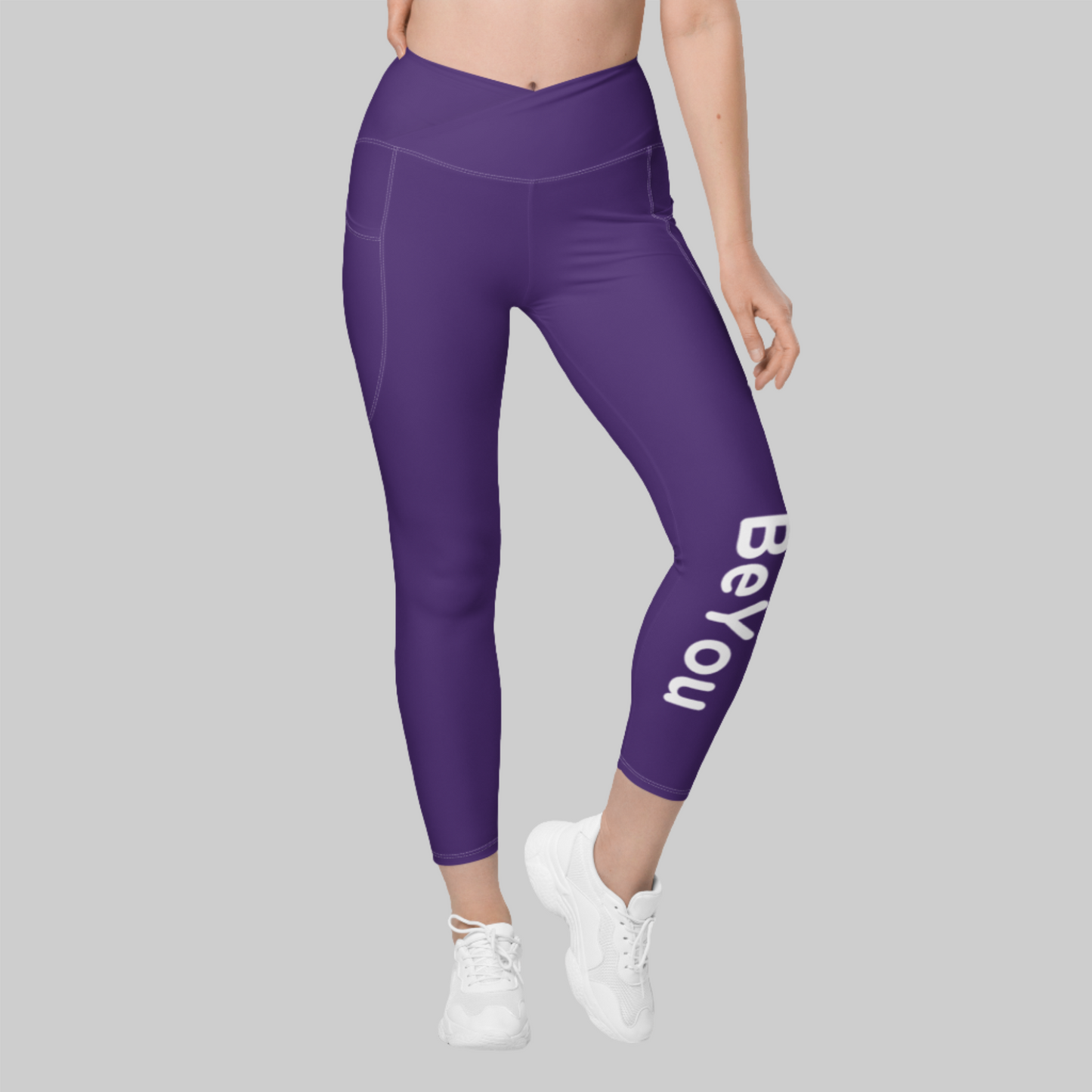 Purple Crossover Leggings with Pockets