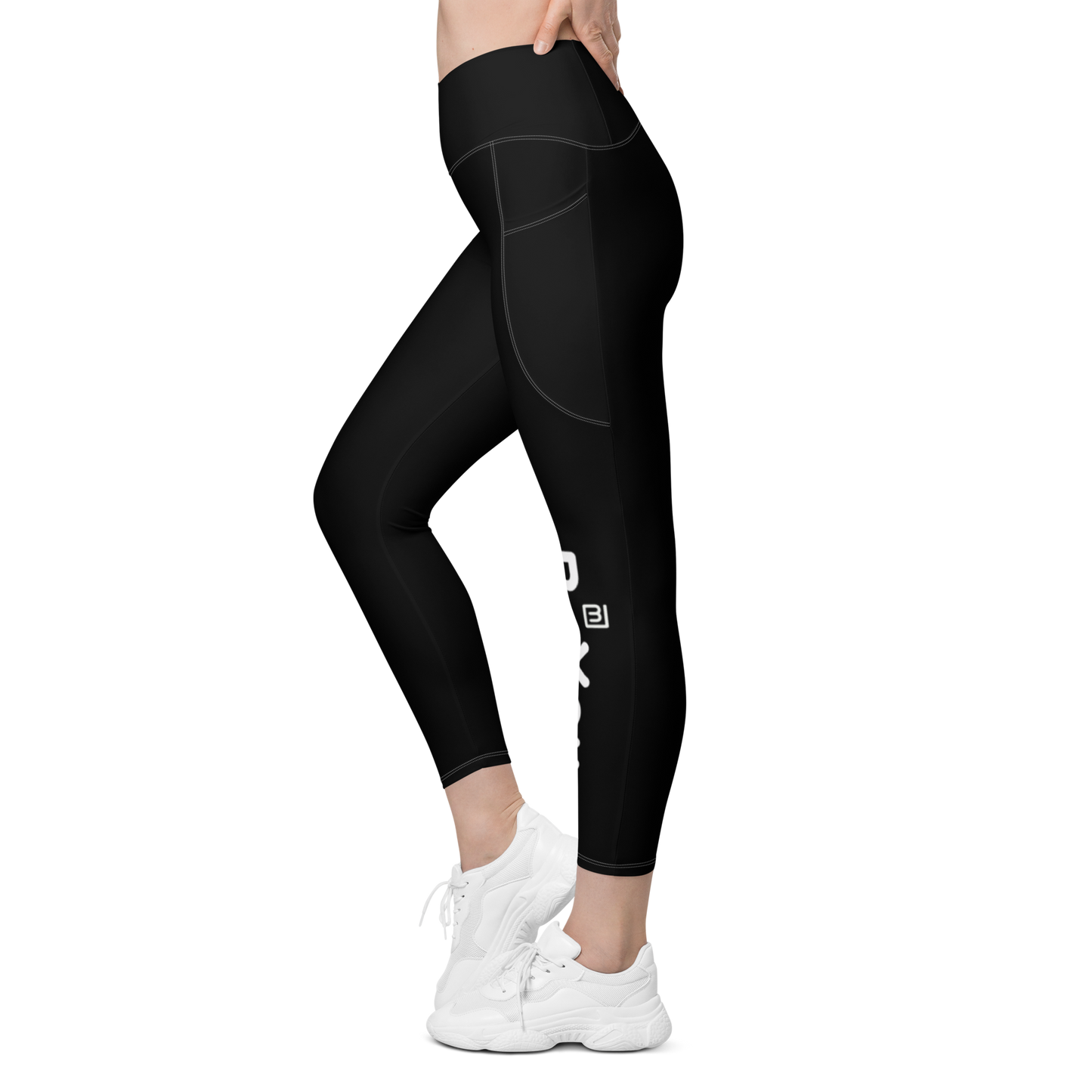 Black Crossover Leggings with Pockets