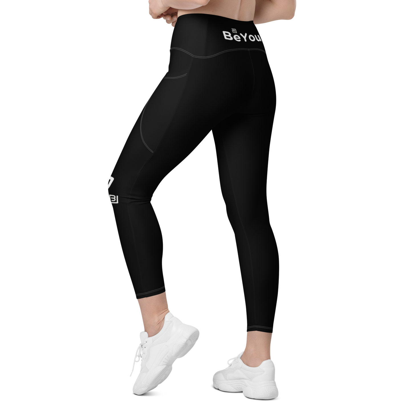 Black Crossover Leggings with Pockets