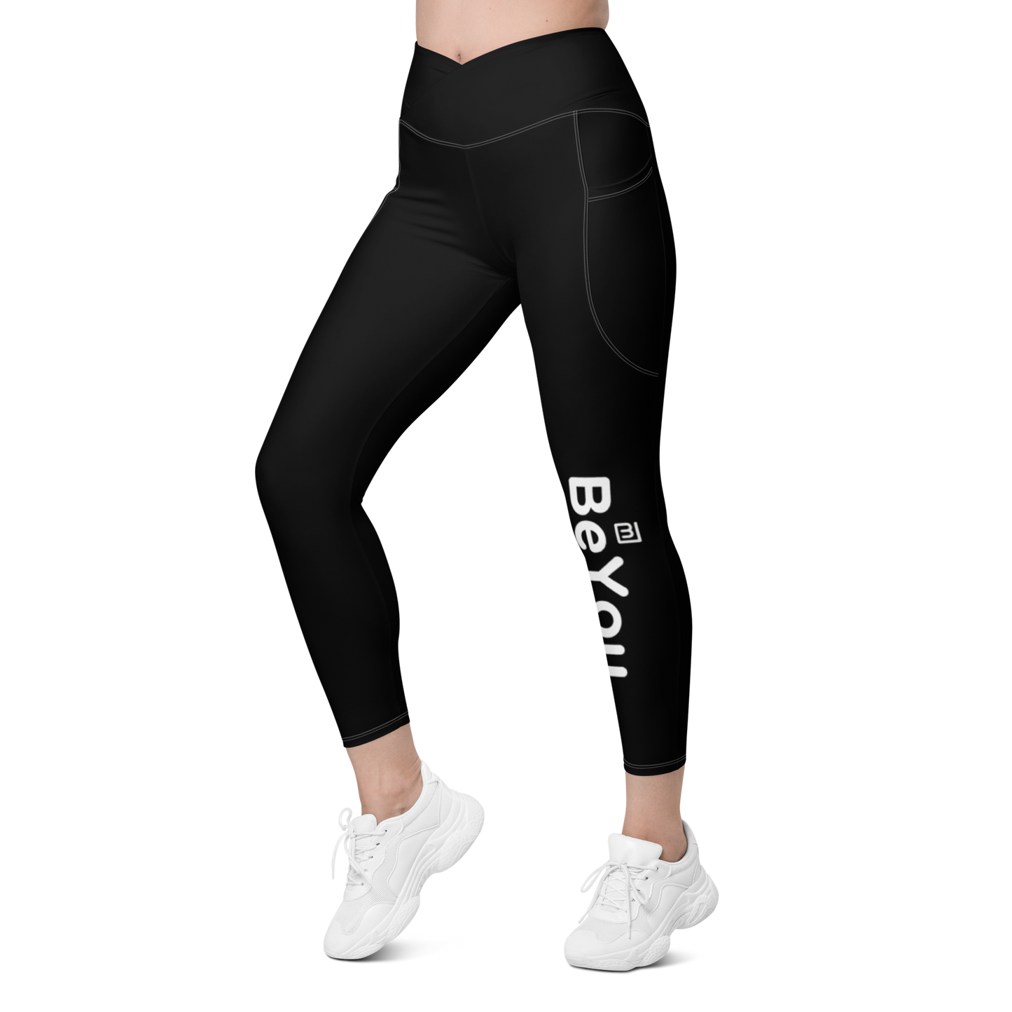Black Crossover Leggings with Pockets